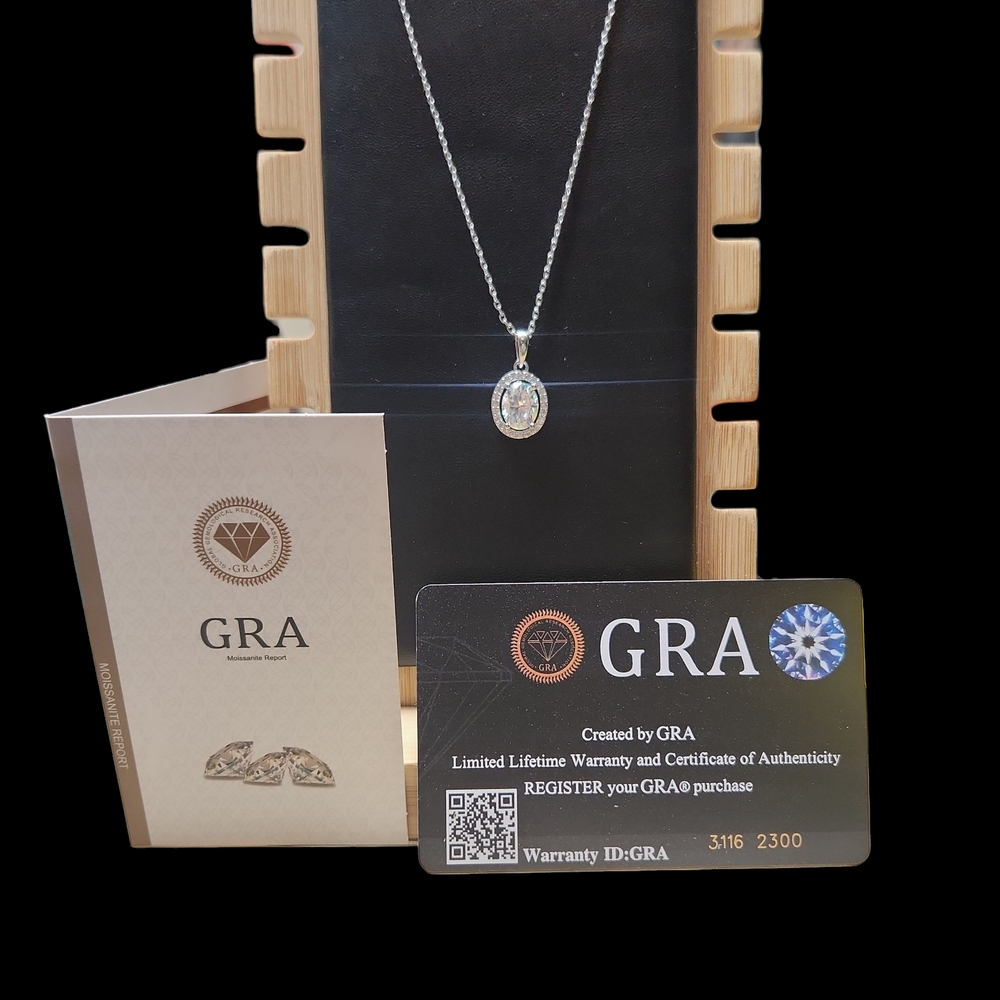 Moissanite Solitaire Necklace 4CT Oval